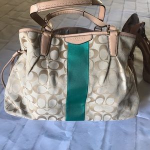 COACH Signature Stripe Drawstring Bag